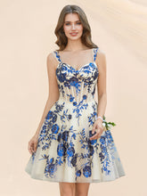 Robe de bal à fleurs en appliqué de sequins avec bretelles larges #FEHC035