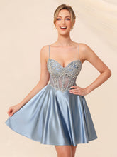Robes de retour à la maison bustier en satin, ornées de cristaux, corset, courtes, robes de bal et de fête #HC2604041