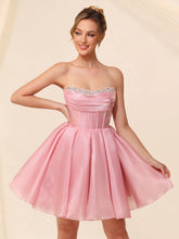 Robe de rentrée en organza corsetée, bustier, coupe trapèze, robe de cocktail #HC2604048