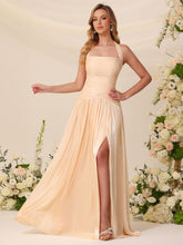 A-Line Halter Sleeveless Chiffon(Non-Stretch) Bridesmaid Dresses #BM2605009