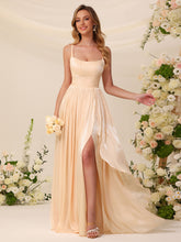 Scoop Neck A-Line Shimmer Chiffon Bridesmaid Dress With Cascading Ruffles #BM2605011