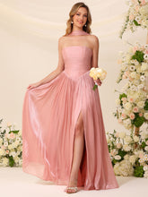 A-Line V-Neck Floor-Length Shimmer Chiffon Bridesmaid Dress With Scarf #BM2605010
