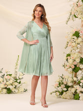 Robes pour mère de la mariée fourreau/colonne en dentelle (non extensible) et mousseline (non extensible), longueur midi #MM2603051