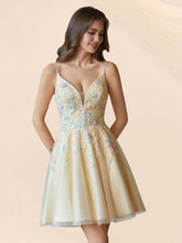 Robes de rentrée à col en V, avec appliqué de sequins floral et perles #HC2402602