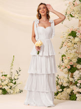 Vestido de noiva longo de chiffon brilhante, corte evasê, com camadas e decote coração, para a noiva, vestido formal para a noite #FEWD014