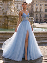 Vestidos de baile de fantasia de fada, evasê, com tule e detalhes ornamentados, para eventos formais e noturnos #FEPR002