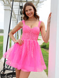 Wandelbares Abschlussballkleid aus glitzerndem Tüll mit Pailletten und kurzem Schnitt #HC2603013